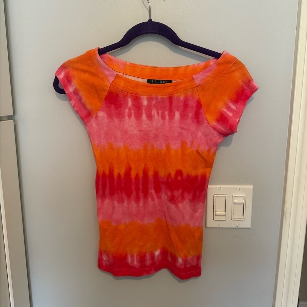 Ralph Lauren Pink and Orange Tie-Dye Tee
